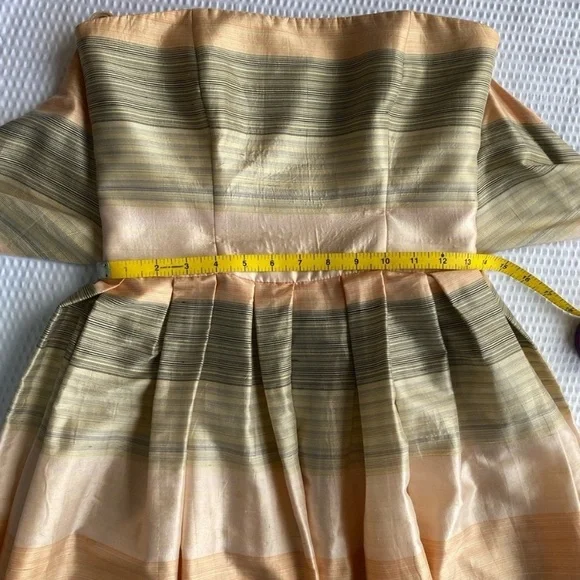 Armani Collezioni Silk Taffeta Strapless Cocktail Dress Peach Tan Size 4 - Picture 10 of 12